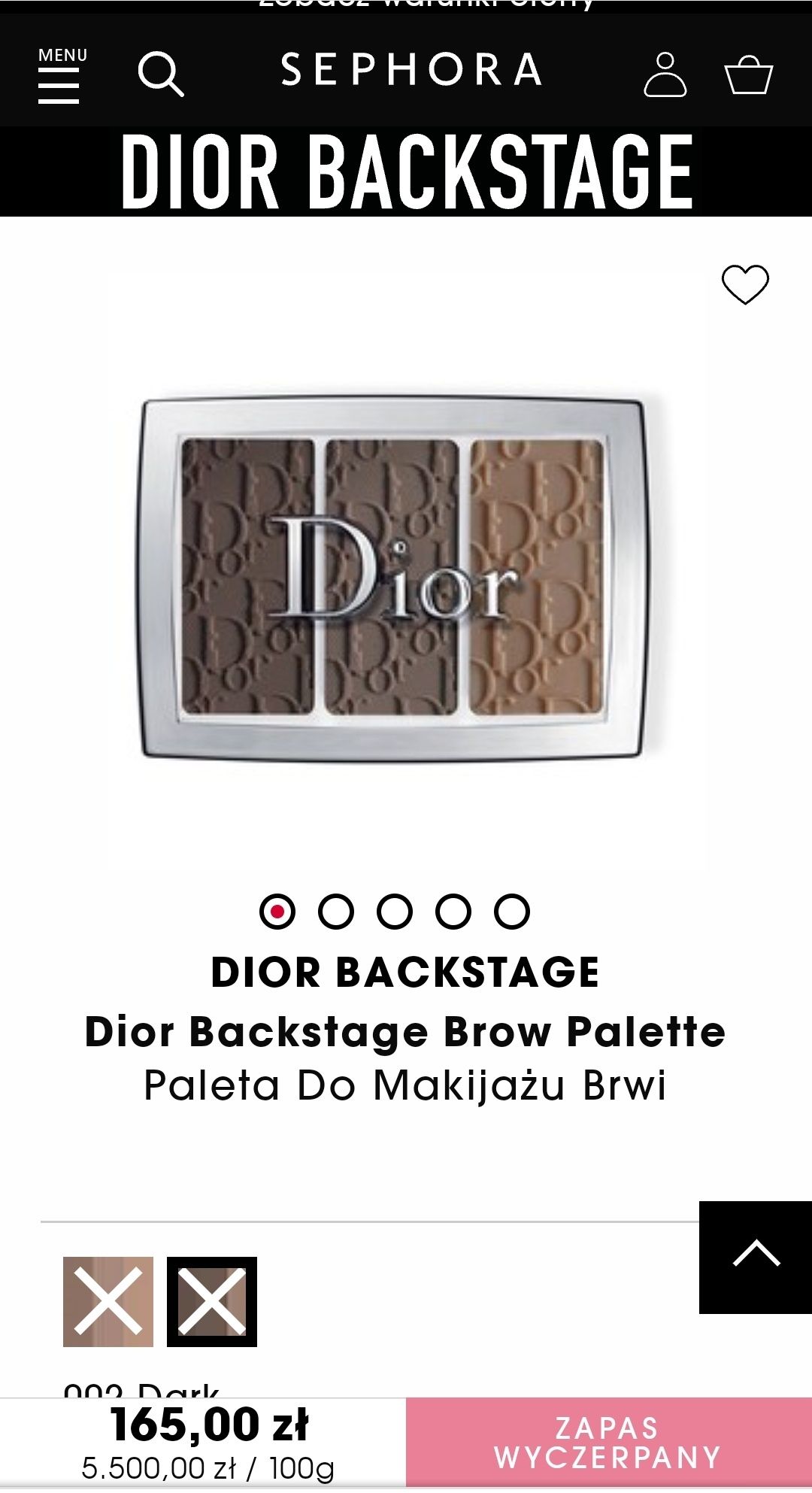 Dior Backstage paletka do brwi, pomada