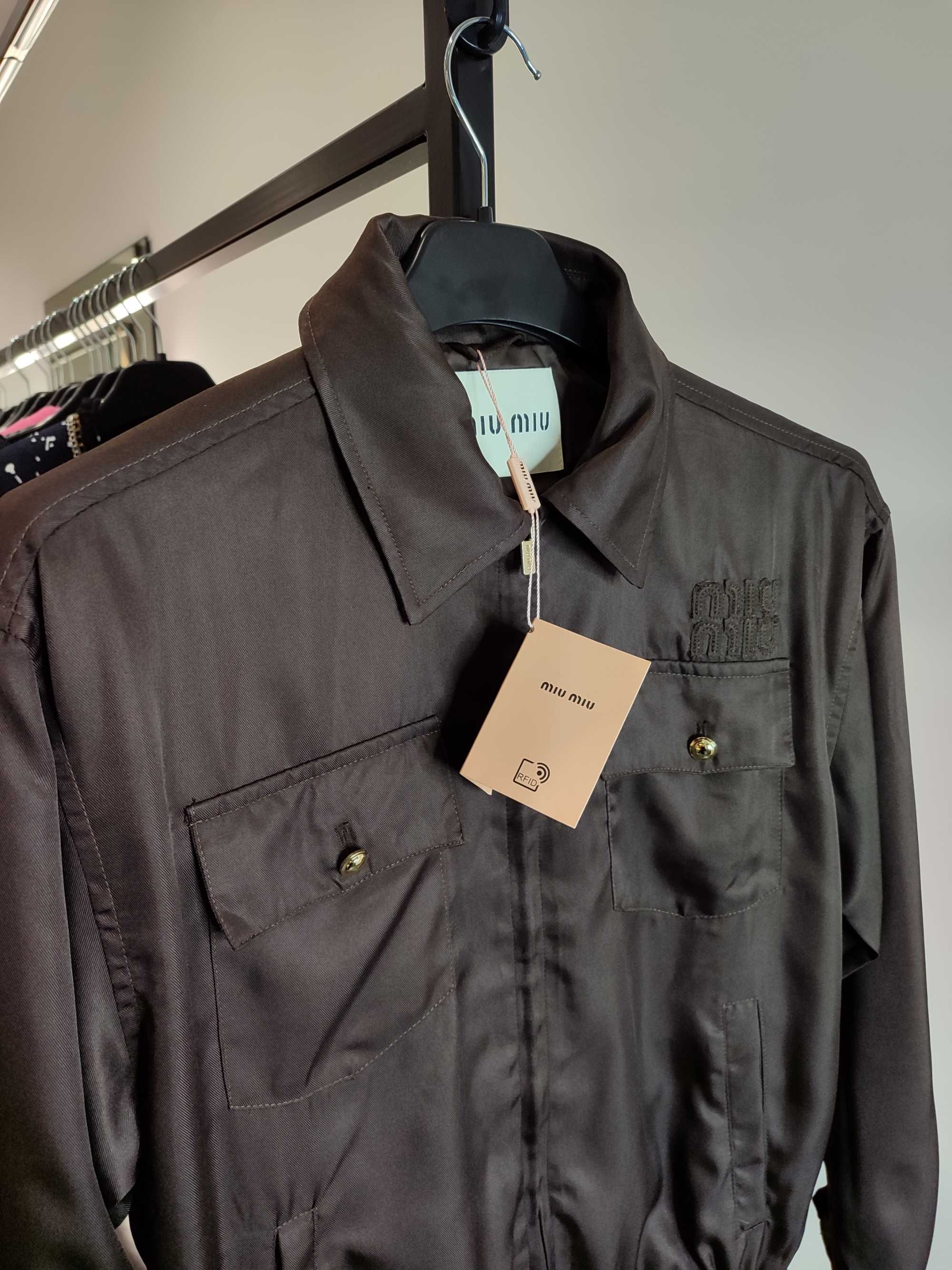 Куртка Miu Miu Washed Gabardine Blouson Jacket Cocoa Brown