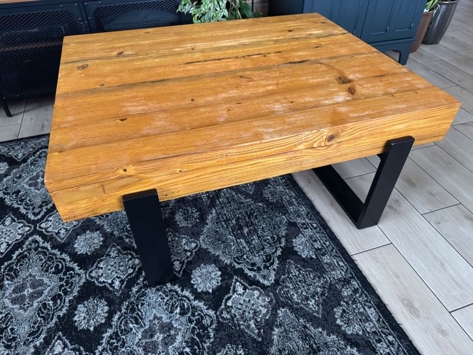 Ława stare drewno metalowe nogi