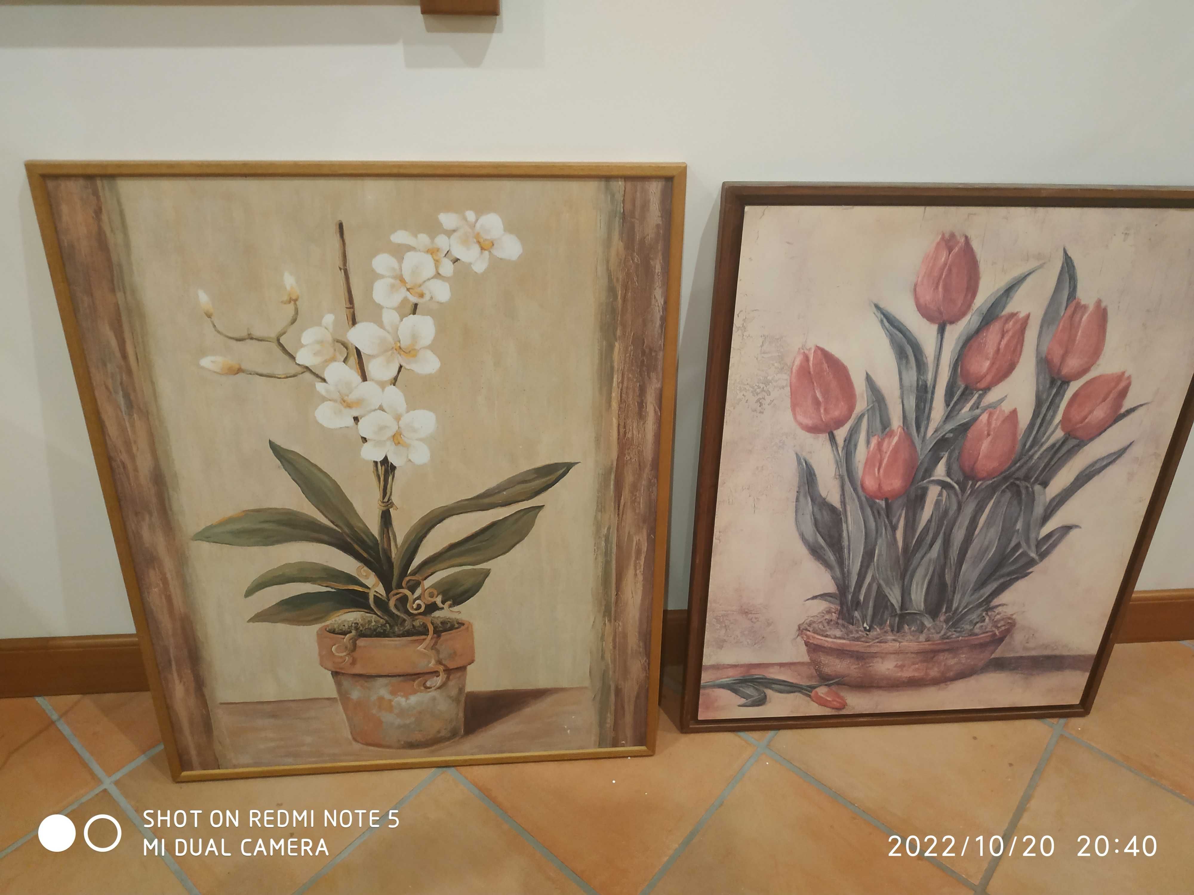 Quadros grandes com motivos florais