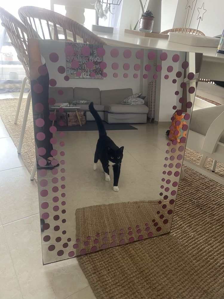 Espelho com decoração em tons de rosa
