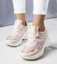 Różowe sneakersy z metalicznymi wstawkami Ruais 38