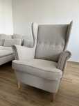 Fotel Ikea Strandmon Beige beżowy boho japandi