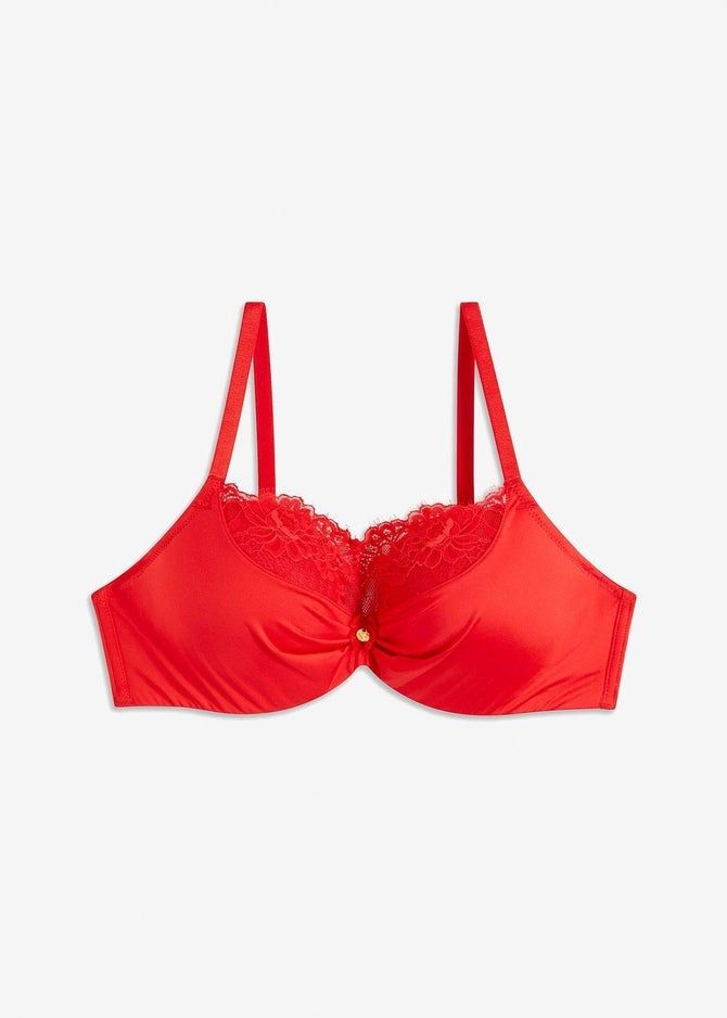 B.P.C biustonosz push-up na fiszbinach z koronką czerwony r.85B