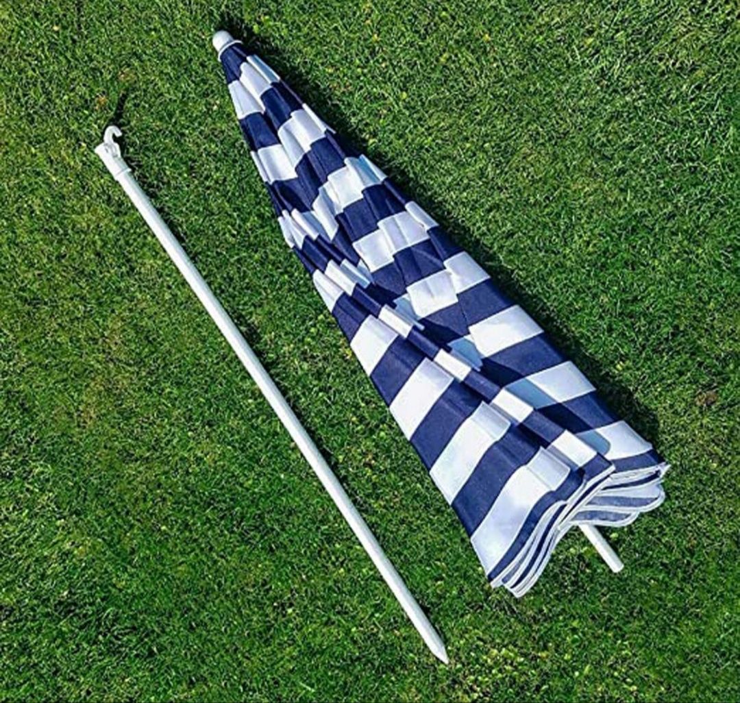 Parasol ogrodowy plażowy 160 cm turystyczny składany łamany paski