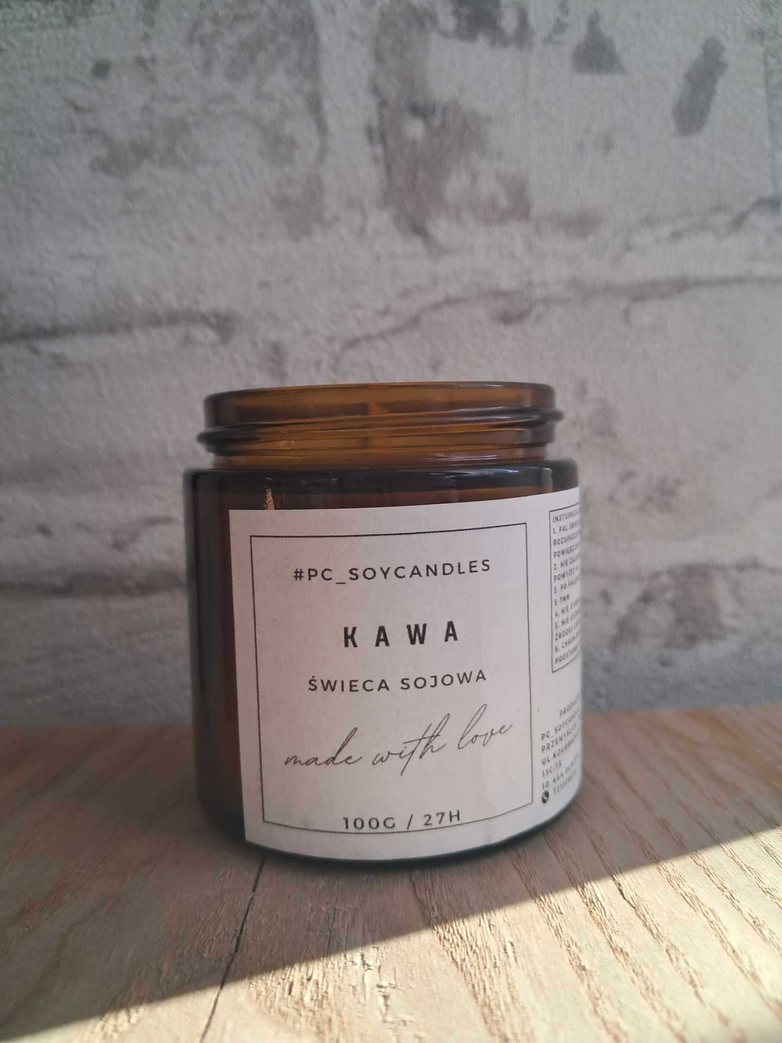 Świeca Sojowa Zapachowa Kawa 120ml 27h Drewniany Knot