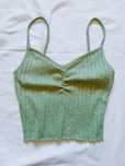 Szałwiowy zielony top na ramiączkach prążkowany prążki crop top XS 34