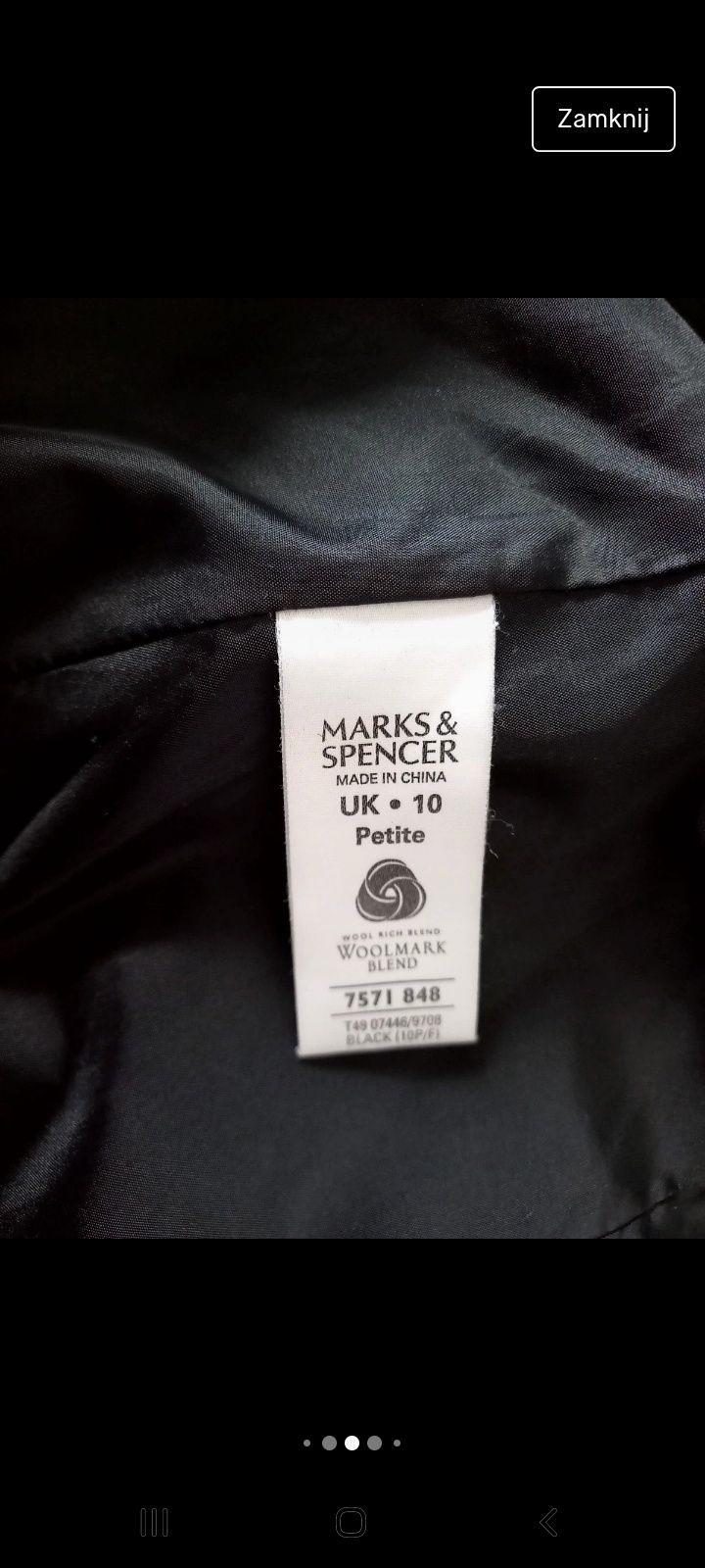 Jesienna wełniana kurtka, kurtka marks Spencer, wełniana kurtka