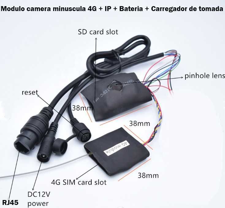 camera mini minuscula oculta espia 4G IP 5MP internet APP telemovel PC