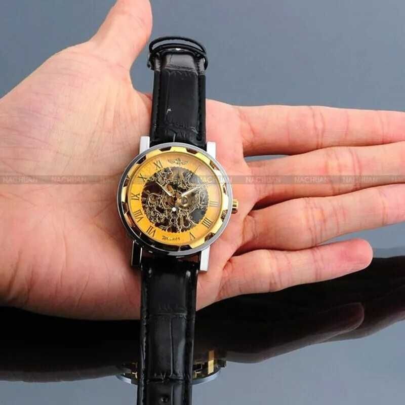 Elegancki Zegarek Mechaniczny Szkieletowy dla Mężczyzn
