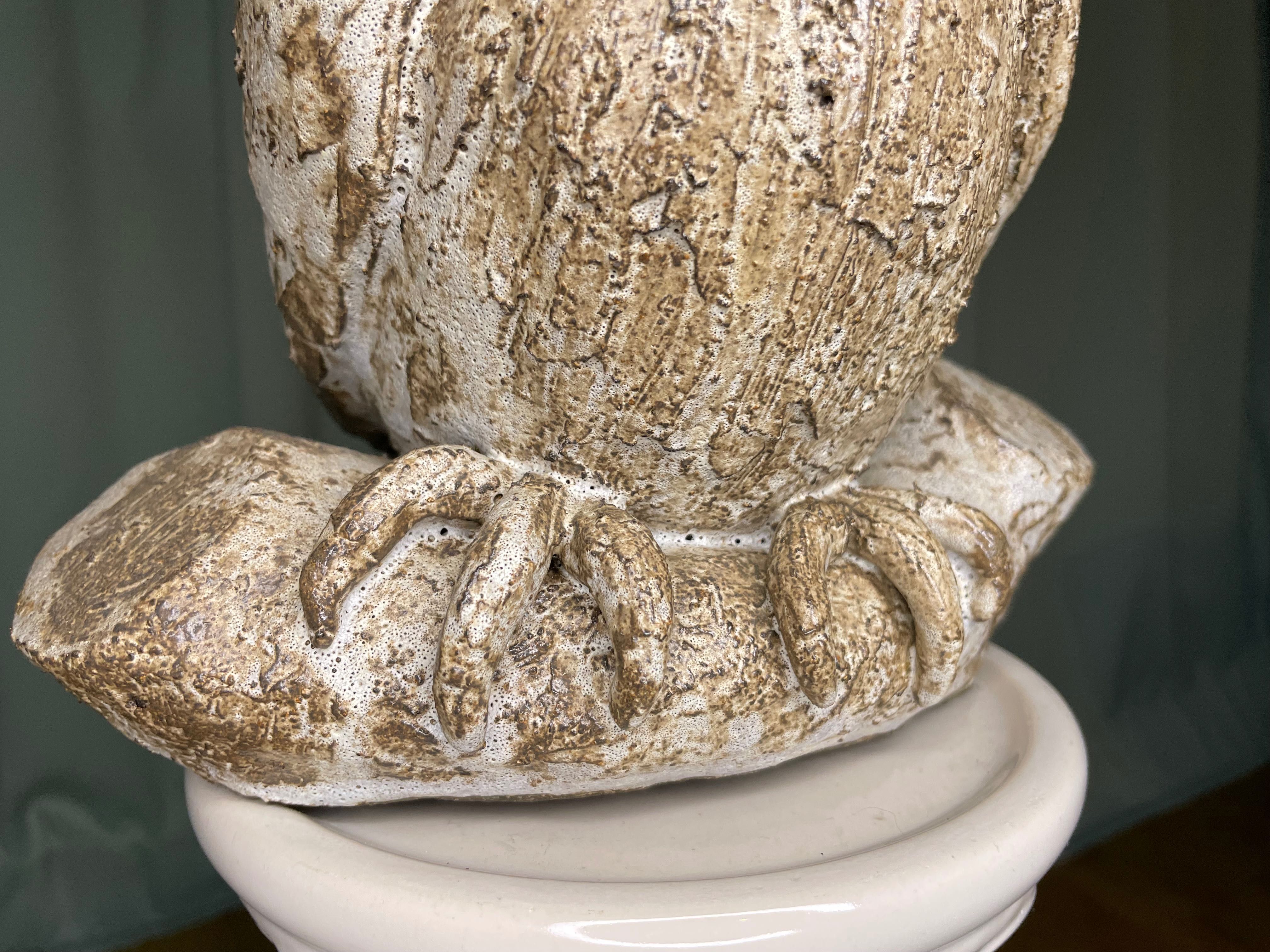 Wielka, ciężka ceramiczna sowa. Zdobienie Fat Lava, piękny okaz!