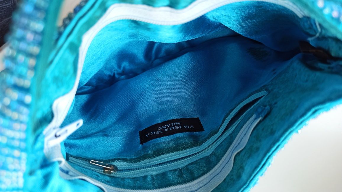 Синяя сумка для украшений косметичка бисер сумочка Милан milane