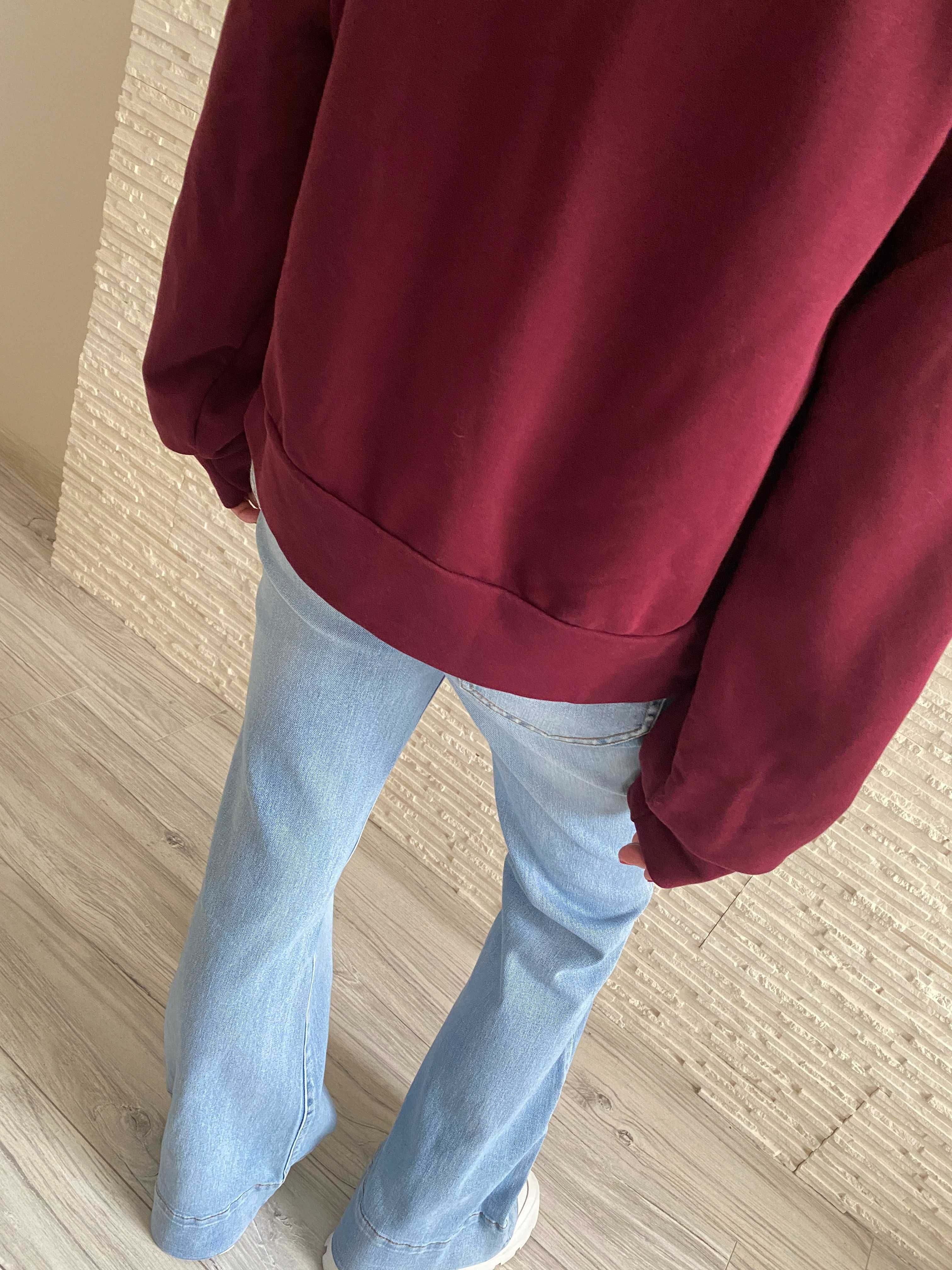 Mihos nowa czadowa bluza bordo kaptur cekiny napis Uni