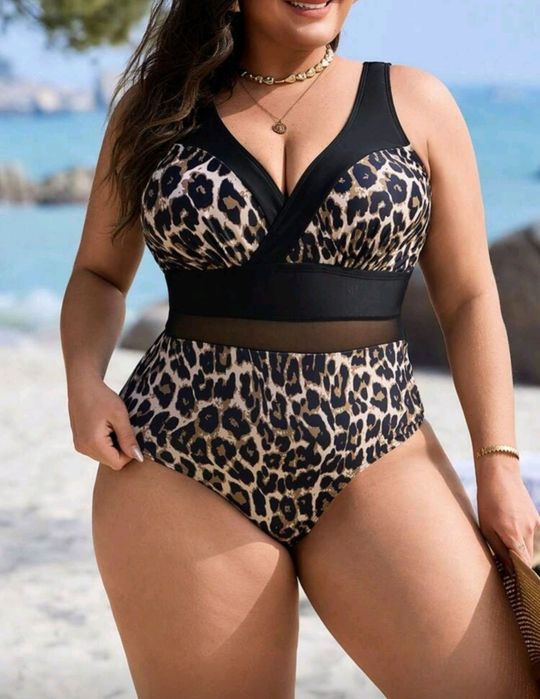 Купальник сдельный большого размера леопардовим принтом XXXL 
Купальни