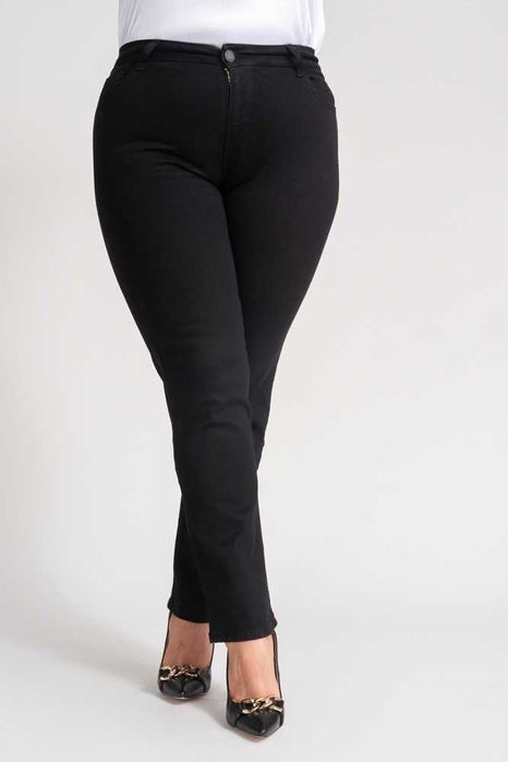 Czarne Spodnie Jeansowe Plus Size rozmiar 38,  Bawełna 97 %