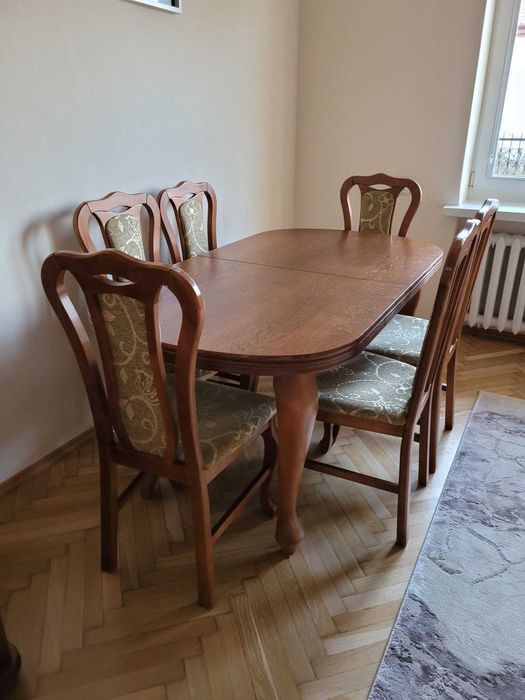 Stół drewniany dębowy lite drewno dąb stół z krzesłami 6 krzeseł