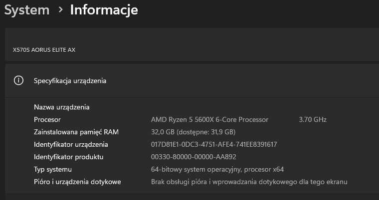 Komputer AMD Ryzen 5 5600X, 32GB RAM, RTX 2070 Super