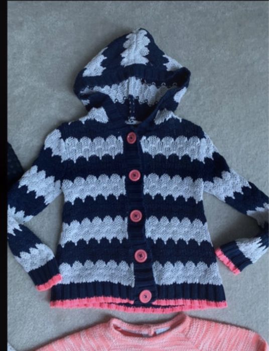 98-104 sweter rozpinany George granat paski róź