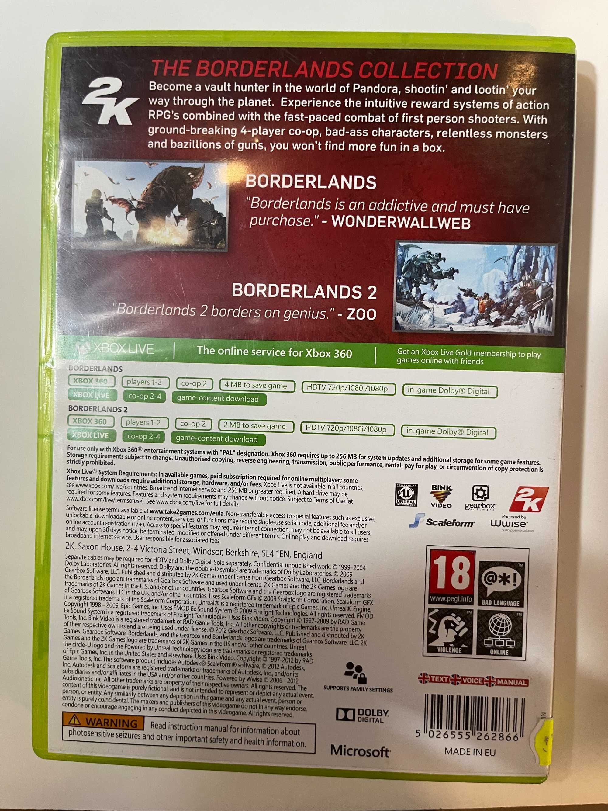 The Borderlands Collection Borderlands 1 + Borderlands 2 Xbox 360