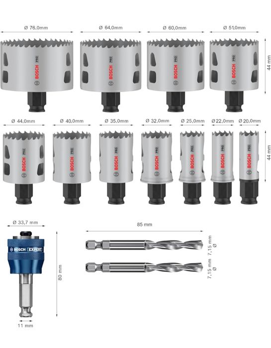 Bosch 14 x PRO Multi Material Power Change Plus zestaw otwornic nowy
