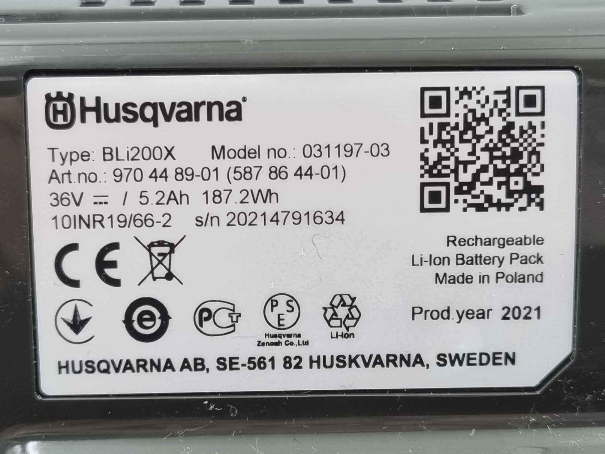 Akumulator Husqvarna BLi200X ! 5.2Ah ! Nowy