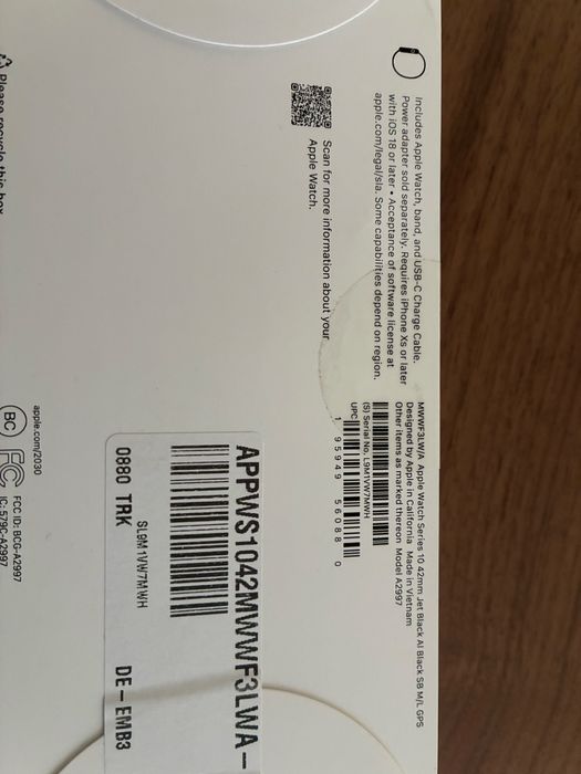 Apple watch 10 42mm jet Black M/L GPS novo a estrear