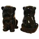Figurka ceramiczna czarna Buldog siedzący piesek pies wys.ok 14,5cm