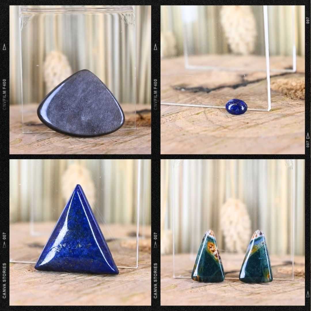 Kamienie kaboszony Lapis Lazuli Sodalit Obsydian