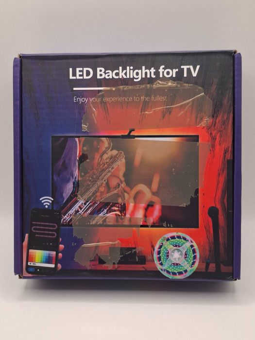 Taśma LED RGBIC pod TV, podświetlenie, czujnik światła, pilot, nowa