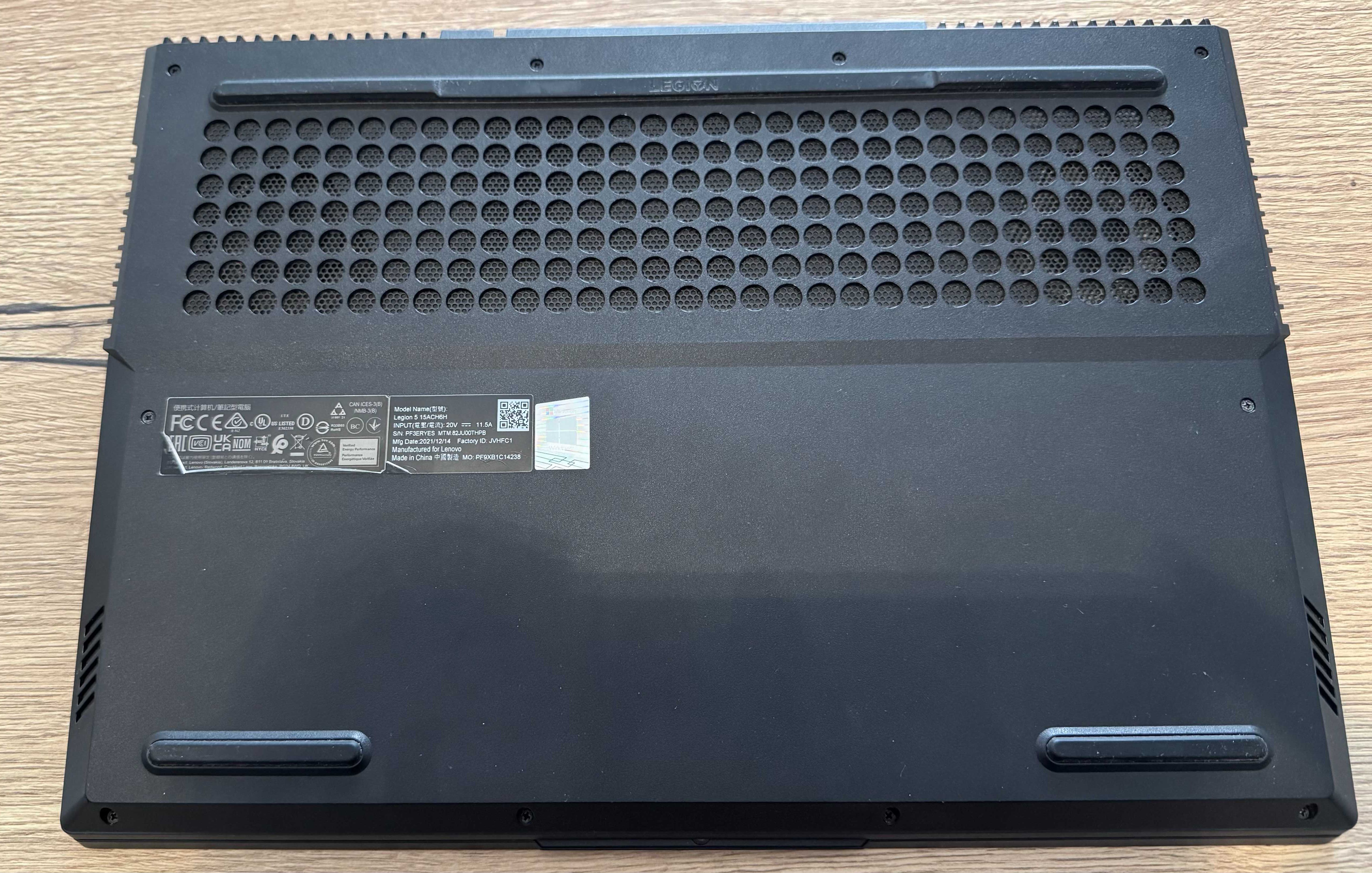 Lenovo Legion 5 15ACH6H Ryzen 7 5800H RTX3060 RAM: 16GB 512GB SSD