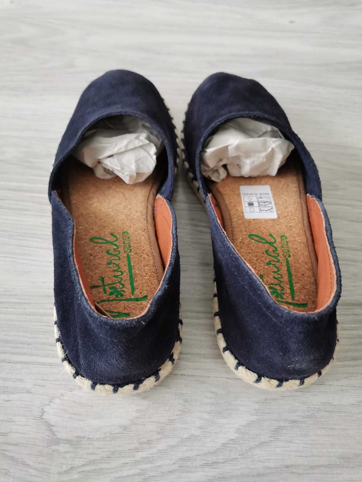 Espadryle Natural sense skóra naturalna zamsz