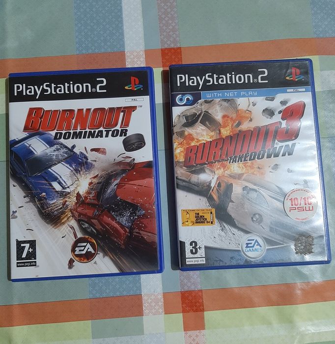 Jogos "Burnout Dominator" e "Burnout 3 Takedown"