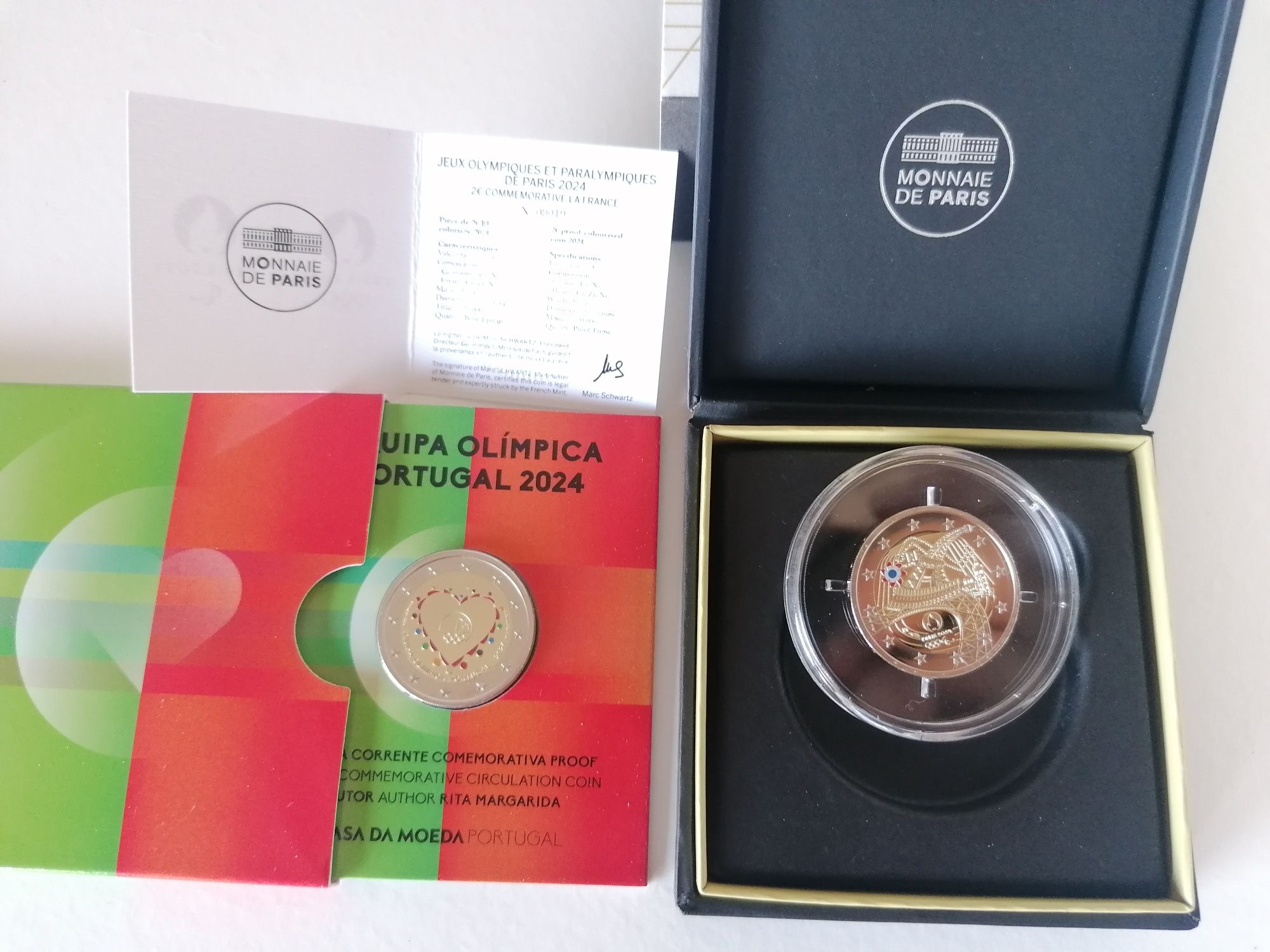 2 euros colorida Portugal e França 2024