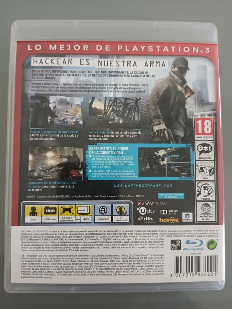 Jogo Playstation 3 PS3		 Watch Dogs	Jogo PS3 Como novo!