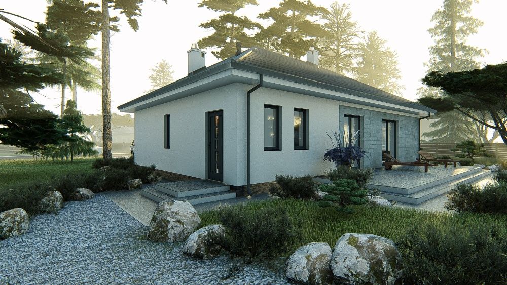 Projekt domu parterowego 94 m2, projekt typowy, gotowy