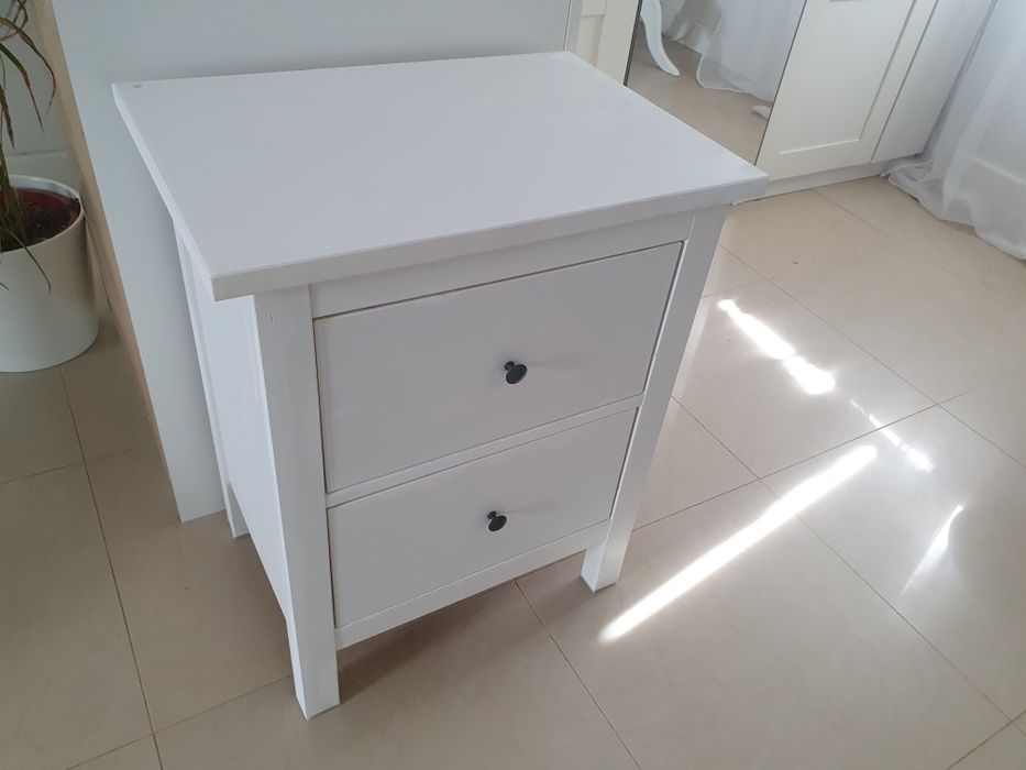 IKEA HEMNES Komoda, 2 szuflady, biała bejca, 54x66 cm