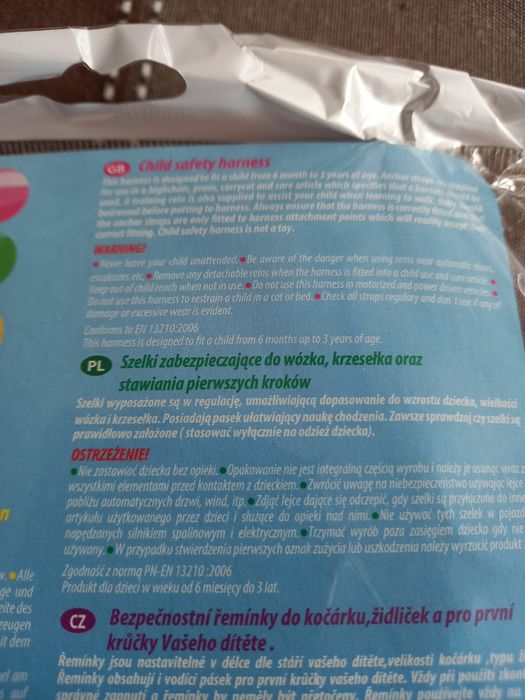 Szelki do wózka lub nauki stawiania pierwszych kroków. Nowe