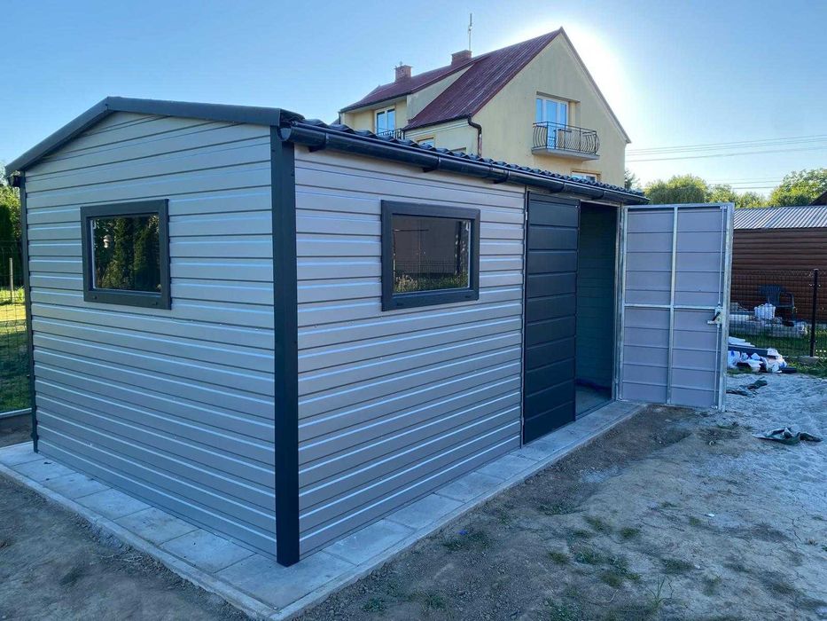 Garaż Blaszany 5x3 Dwuspadowy RAL 9006 Srebrny + BTX 7016 Antracyt