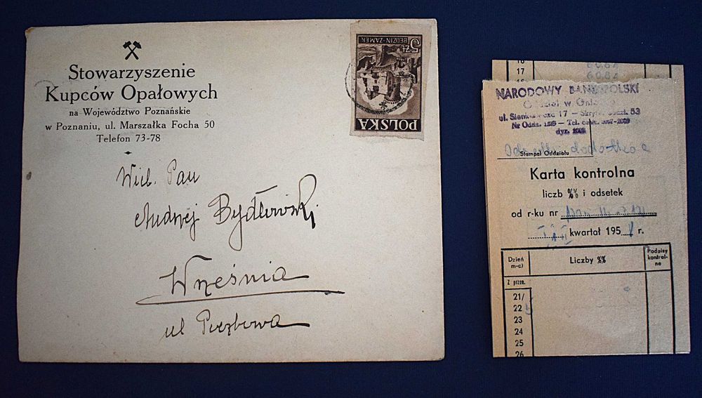 Stowarzyszenie Kupców Opałowych - koperta z znaczkiem - 1946 - 1947