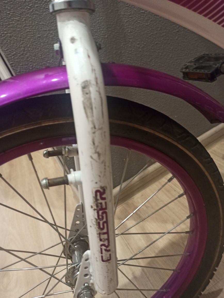 Велосипед дитячий двоколісний 18 дюймів Kids Bike Crosser-3, біло-фіол