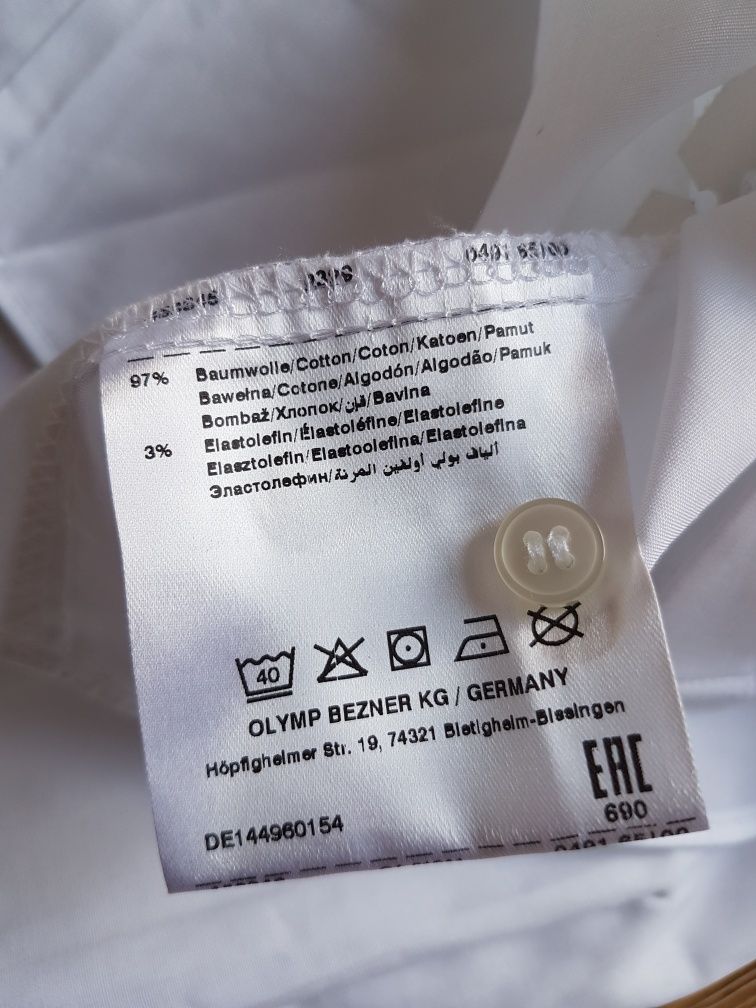 40 M OLYMP No Six koszula męska super slim biała mankiety na spinki