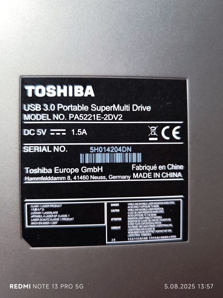 toshiba super multi drive pa5221e 2dv2