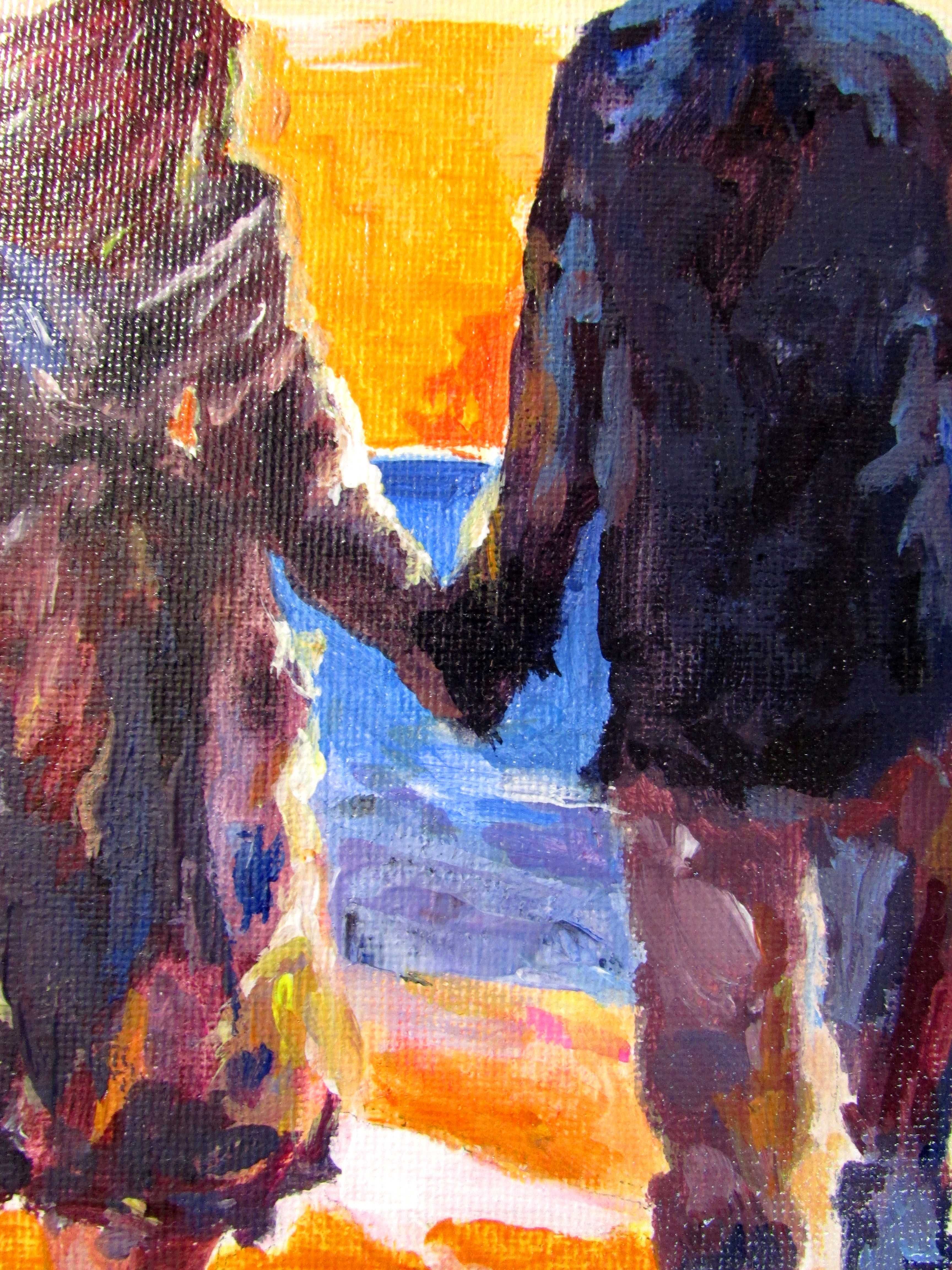 Miłość - Para wita zachód słońca na plaży. Najlepszy prezent! 50x50 sm