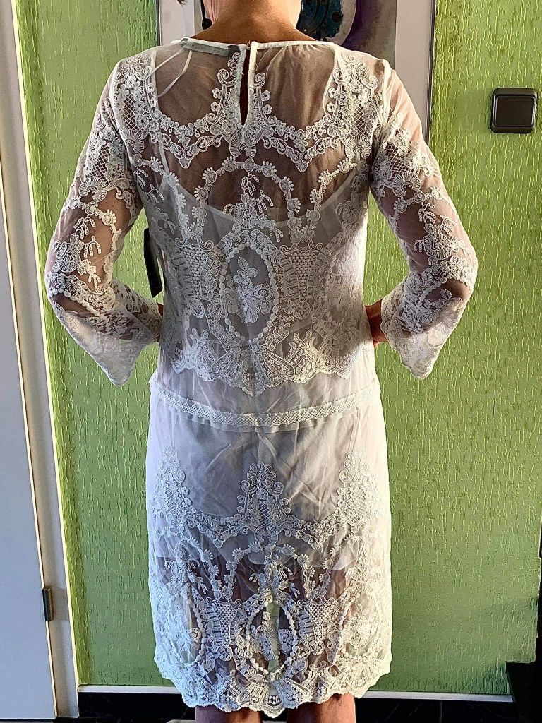 Niezwykła koronkowa sukienka z Zary Zara 36 S koronka delikatna