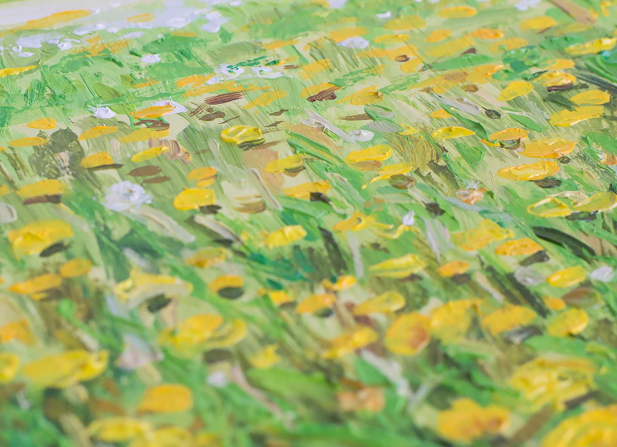 Пейзаж квітучих кульбаб. Картина написана на полотні олійними фарбами