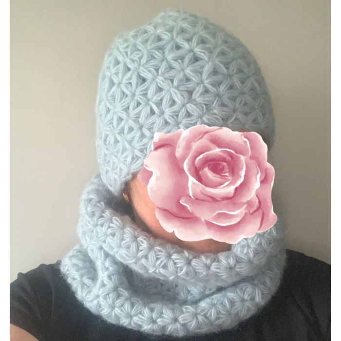 Komplet czapka komin handmade szalik na zimę szydełko