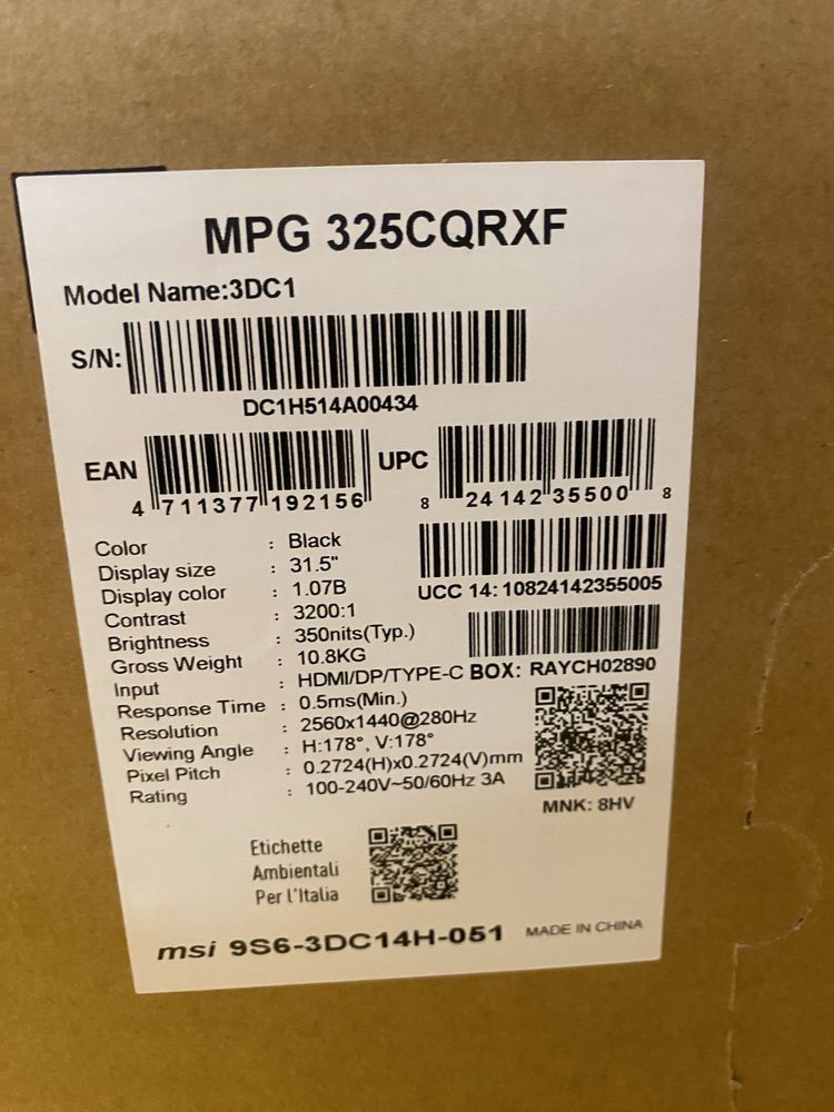 Монитор MSI MPG 325CQRFX (32 диагональ/280HZ)