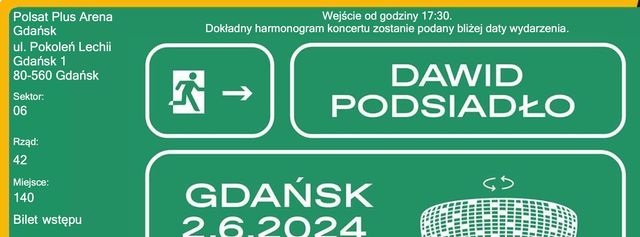2 bilety na koncert Podsiadło 02.06.2024 Gdańsk