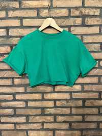 Crop top T-shirt Bershka zielony krótka bluzka xs