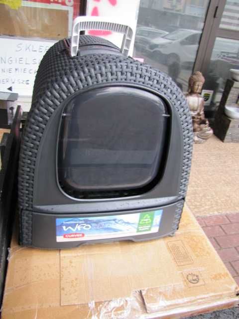 Kuweta dla kota CURVER zamykana z klapką wygląd rattanu